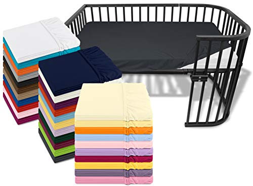 Emily´s Check Kinder Jersey Spannbetttuch für Kinder- und Babybetten 1476.2098, 60 x 120 cm, anthrazit