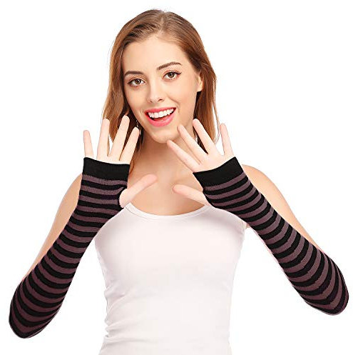 Langer Armwärmer im Punk-/Gothic-/Rock-Stil, fingerlose Handschuhe - Schwarz - Einheitsgröße