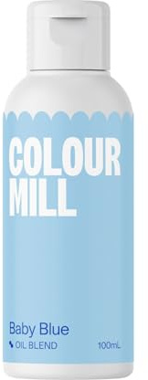 Colour Mill Oil Blend Lebensmittelfarbe Ölbasis, Farbe Baby Blue, 100 ml | Hochkonzentriert, Leuchtende Farben, Geeignet für Buttercreme, Schokolade, Kuchenteig, Ganache und Zuckermassen