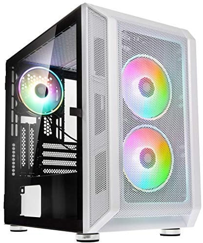 Kolink Citadel Mesh Micro-ATX RGB PC Hülle PC Case PC Gehäuse Klein Seitlich PC Gehäuse Durchsichtig Computer Gehäuse PC Case Weiß Citadel MESH RGB White 3X RGB-Lüfter vorinstalliert Weiß