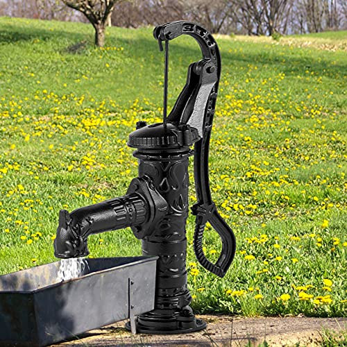 VEVOR Bomba de Mano de Hierro Fundido 40 x 15 x 68 cm Bomba de Agua Manual Antigua, Profundidad Máxima de Bomba de 6 m, Bomba Manual Decorativa para Jardín al Aire Libre con Mango Ergonómico, Negro