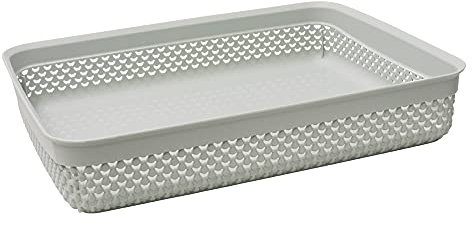 JVL Droplette Design Plastic Storage Tray, 4.7L, 7 x 35 x 26cm Approx, Grey, One Size