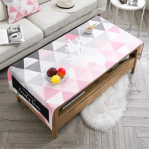 Dostear Accessori Copri Microonde Forno Stoffa Cucina Frigorifero Tovaglia da Esterno Lino Rettangolare Cotone Antimacchia Alce triangolo rosa 70 X 180cm