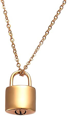 F Fityle Mini Padlock Cremation Urn Necklace Keepsake Jewelry Lock Pendant Holder for Ashes, Golden