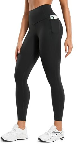 CRZ YOGA Butterluxe Damen High Waist Sport Leggings Blickdicht Soft Yoga Hosen Gym Workout Leggins mit Tasche - 64cm Schwarz 38