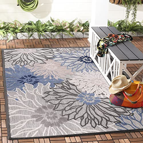 Impression Outdoor Teppich Wetterfest - Balkon Teppich Wasserabweisend - Teppich für den Innen und Außenbereich, Terrasse, Garten, Wohnzimmer, Bad oder Küche - Grau, 80 x 150 cm