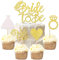 25 Stück Wedding Cake Toppers Glitter Bride Geburtstag Tortendeko Heart Ring Dress Kuchendekoration für Verlobung Junggesellenabschied Hochzeit Brautdusche Party Kuchen Dekoendeko Gold