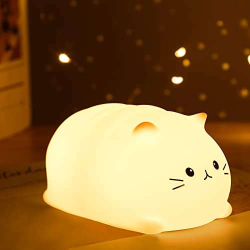 ZKLiLi Cat Lamp, Kitty Night Light for Kids Remote Control Silicone LED Nightlights Toddler Baby Girls Rechargeable Cute Kawaii Nightligh (MBmaomi