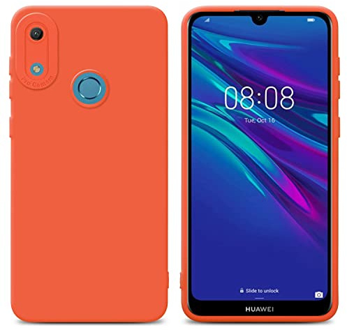 Cadorabo Hülle kompatibel mit Huawei Y6 2019 Schutzhülle TPU Silikon Case Liquid Design mit Kameraschutz Slim Kratzfest Weiche Gummi mit Rundumschutz Case Hülle für Huawei Y6 2019 in Orange