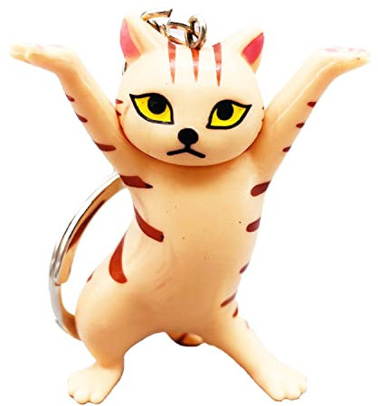 Shining crown Porte-clés chat, porte-clés chat mignon, dessin animé enchanteur chat porte-clés, jaune, Medium