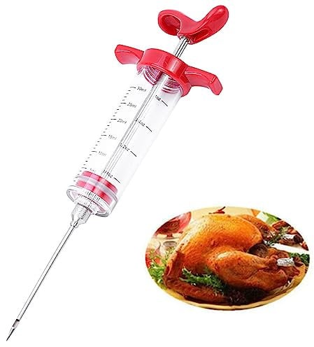 HREDZEO Meat Injector Syringe,Turkey Injector with Screw-on Meat Needle Plastic Marinade Flavor Injector Syringe Needle for Sauce Cooking Beef Steak BBQ