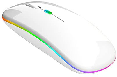 Souris sans fil rechargeable à LED silencieuse 2,4 G (blanc, taille unique)