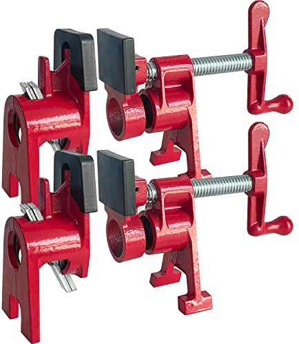 Sutekus Pipe Clamps 3/4 Inch 2 PACK Wood Gluing Pipe Clamp Set with H-shaped Feet Bar Clamps Heavy Duty Woodworking Cast Iron Clamp Fixture (3/4 Inch)
