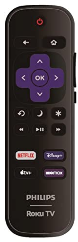 Grehge Remote Control Compatible with All Philips Roku TV Smart TVs【Only Works with Philips Roku TV, Not for Roku Stick and Roku Box】 (Netflix/Disney Plus/Hulu/Vudu)