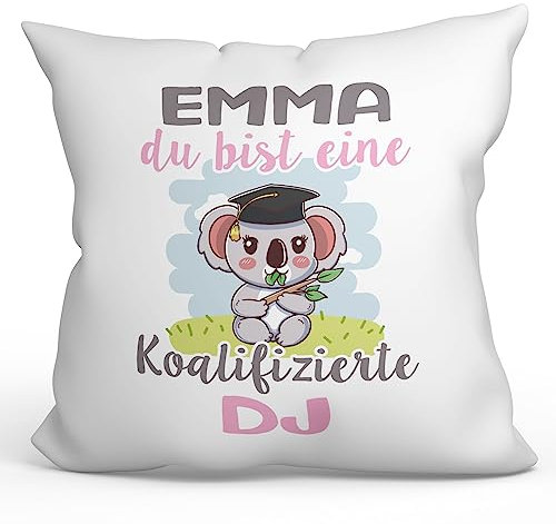 Mugffins Personalisierte Kissen mit Füllung mit Spruch für DJ Frau - Auf Deutsch - Koalifizierte Personalisierte - 40 x 40 cm - Individuell Anpassbar Geschenk fue Mitarbeiter