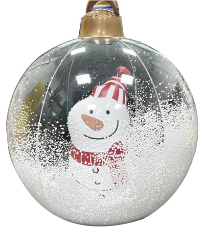 Aufblasbare Weihnachtskugeln, 60cm Groß Weihnachten Aufblasbare Kugel aus PVC, Balldekoration, beleuchtete Gartendekoration mit Handpumpe, Weihnachtsmann-Ornament für Rasen, Hof, Pool, Haustür