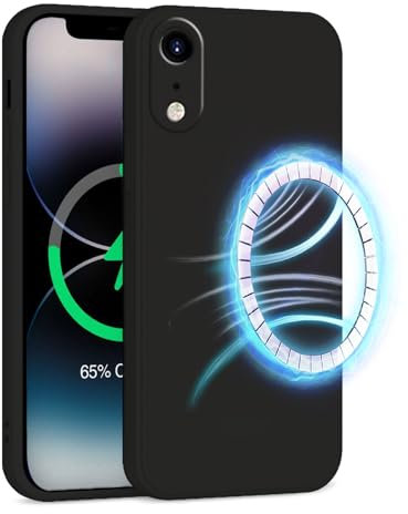 INZ Mag-Safe Magnetic iPhone XR Case 6.1-Inch Black Liquid Silicone Gel Rubber Anti Scratch Resistant Soft Slim Protective Cover Protect Compatible for iPhone XR