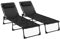 Outsunny 2 Piece Foldable Sun Lounger, Outdoor 4 Level Adjustable Backrest Reclining Chaise Chair, Steel Frame Recliner Chair for Camping, Hiking, Black