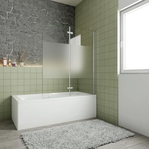 Sopravasca Verso Irreversibile Parete Doccia 100x140 cm 2 ante Pieghevoli a Libro Vetro 6mm Anticalcare Fascia Satinata Centrale Telaio Cromo Lucido