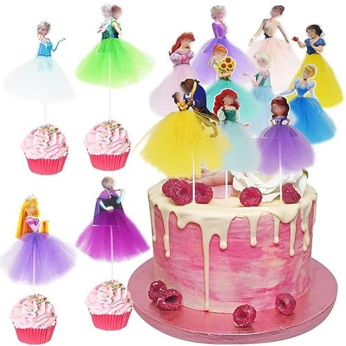 14 Pieces Princess Cake Toppers,Princess Cake Decoration,Cute Cartoon Character Cake Decorations Set, Princesses Theme Party, for Kids Girls Baby Shower