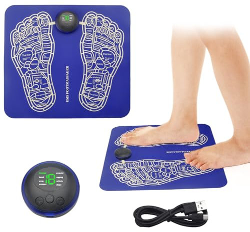EMS Fußmassagegerät,Fußmassagegerät Elektrisch Faltbares und Tragbares Elektrisches Fußmassagegeräte Fußmassagegerät zur Durchblutungs und Muskelschmerzlinderung 8 Modi 19 Intensitäten Charging Type