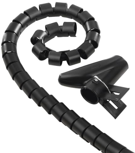 Kabelschlauch, flexibel, 2m (25mm, universal, Spiralschlauch, ideal als Kabel Organizer, für Kabel an Schreibtisch, Fernseher, Computer etc., kürzbar, mit Einziehwerkzeug) schwarz