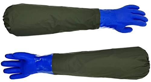 Lawnrden Lange wasserdichte Handschuhe Gummi -PVC -beschichtete chemisch resistente Handschuhe