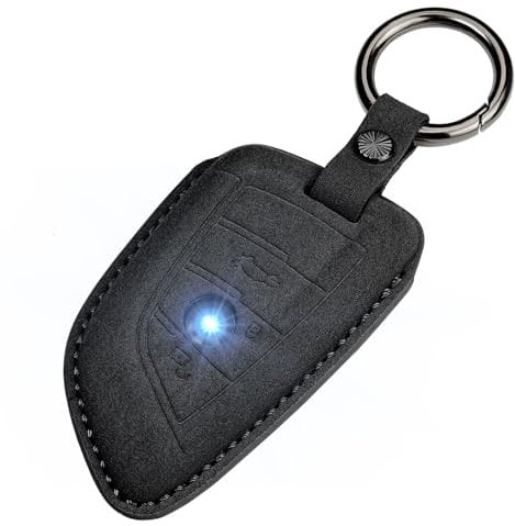 Autoschlüssel-Hülle für BM-W, Wildleder-Autoschlüsselanhänger, für 1er-Serie 2er 3er 4er-Serie 5er-Serie 6er-Serie X1 X2 X3 X4 X5 X5M X6 X6M GT M5 mit Schlüsselring Schlüsselanhänger Halter, Schwarz,