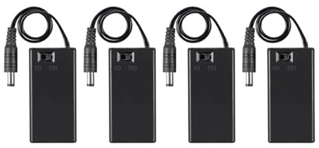 AEDIKO Lot de 4 supports de batterie 9 V 9 V avec interrupteur on/off 9 V avec boîtier de batterie DC 5,5 x 2,1 mm 9 V avec étui de rangement