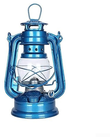 Retro Kerosin-Lampen, Vintage-Öllampe mit Griff, Öllampe, Tischlaternen für Haus, Garten, Camping, Citronella (hellblau, 19 cm)