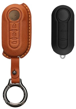 kwmobile Premium Leder Autoschlüssel Schutzhülle kompatibel mit FIAT Lancia 3-Tasten Klapp Autoschlüssel Hülle - Schlüssel Tasche - Braun