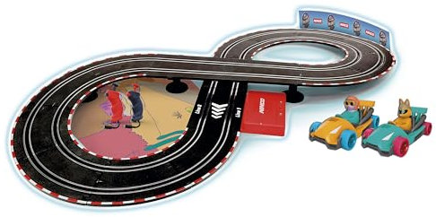 Ninco - Slot-Schaltung | Velokú Racers Desert, Kinderrennstrecke mit 260 cm Langer Strecke, lustigen Fahrzeugen mit Lichtern und 2 Figuren, konzipiert für Kinder ab 3 Jahren (91020)