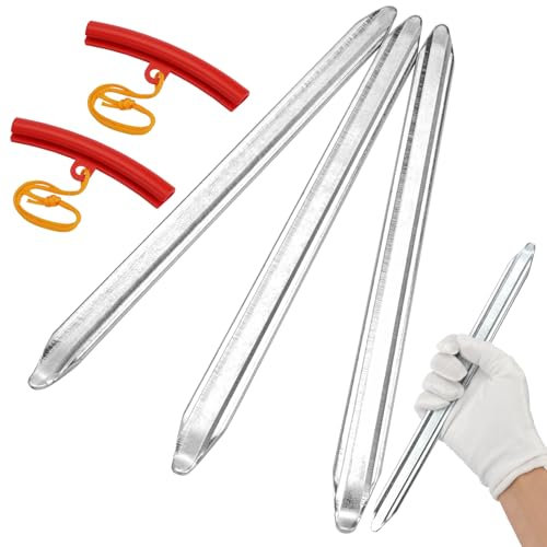 TESSTSY 3 Pièces Demonte Pneu 30cm Outil Levier de Pneu en Acier Au Manganèse avec 3 Jantes Protecteurs, Kit Remplacement Pneu Métal Levier de Pneu de Vélo pour Les Motos, Les Vélos et Les Voitures
