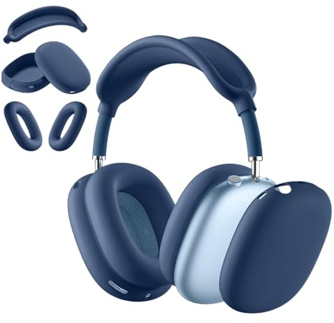 3 in 1 Silikonhülle für AirPods Max Kopfhörer, Anti-Kratzer Ohrpolster/Ohrmuscheln/Stirnband für AirPod Max, Zubehör Silikon Schutz für Apple AirPods Max (Blau)
