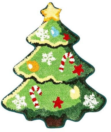 Fenteer Weihnachtsteppich, Badezimmerteppich, bequem, nordische Geschenke, leicht zu reinigende Dekorationen, weich, professionell, Ornament-Badematte, mit Stern