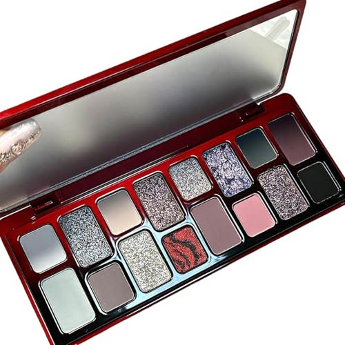 Palette di ombretti Goth in 16 colori opachi metallizzati e scintillanti, palette di ombretti smokey per trucco smokey, marrone neutro nudo, rosso, nero, per mascherate di mezzanotte