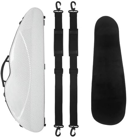 4/4 Violine Fall Carbon Faser Violine Fall Verschleißfeste Kompression-beständig Doppel Schulter Gurt Hygrometer Professioneller Geigenkoffer(Grid White)