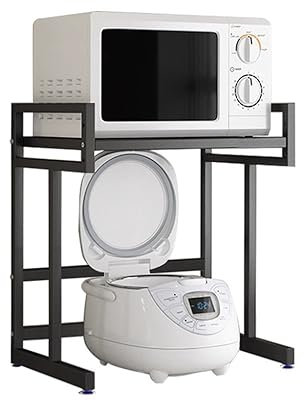 Estante de metal independiente de 2 niveles para microondas, estante para cocina, cocina, horno, microondas, para sala de estar, oficina, dormitorio