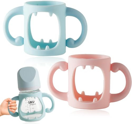 XURJUMI 2 Poignées de Biberon, Poignée de Biberon en Silicone, Poignée en Silicone pour Biberons, Poignées de Biberon à Col Large, pour Bébé pour la Conception de Préhension de la Petite Main de Bébé