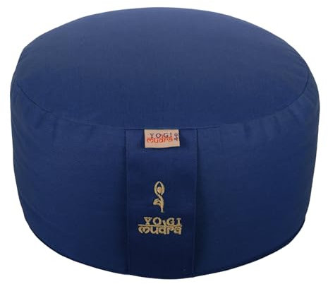 Ersatzbezug für Yogakissen – Rundkissen mit Kordelzug, Ø30 cm x 15 cm, 1 Stück, Außenbezug für Yoga & Meditationskissen (Blau)
