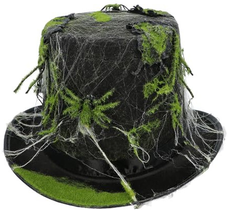 Boland 97090 - Zombiehut mit Spinnennetz, Zylinder für Halloween, Karneval und Kostüme, Vampir, Hexe, Magier, Schwarz