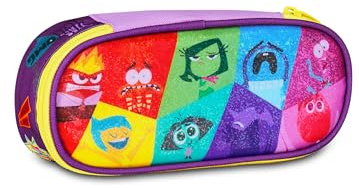 Seven Inside Out 2 Portapenne Scuola Round Plus, Viola, Astuccio Ovale Con Elastici e Tasca Per Penne, Matite e Accessori, Scuola Elementare e Media, Bambina e Ragazza