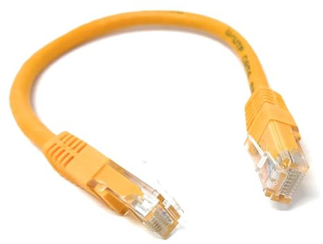 DRUT Cat6 Ethernet Cable – High-Speed Gigabit LAN Cable, RJ45 Network Patch Cord, PoE Compatible – for Router, Modem, Smart TV, PC, Switch (Yellow, 0.25m)