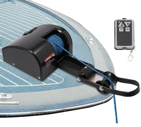 Verricello elettrico per barca, kit salpa ancora telecomando 12 V, motore per acqua di mare marina, corda di sicurezza inclusa, supporta ancoraggi fino a 15,9 kg, ideale per barche da pesca