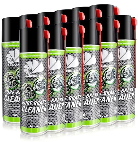 AABCOOLING 12x Bremsenreiniger Spray 500 ml – Entfetter ohne Aceton, professionelle Reinigung von Bremse & Felge, entfernt hartnäckigen Bremsstaub, Öl, Fett, ideal für KFZ‑Werkstatt und Heimanwender