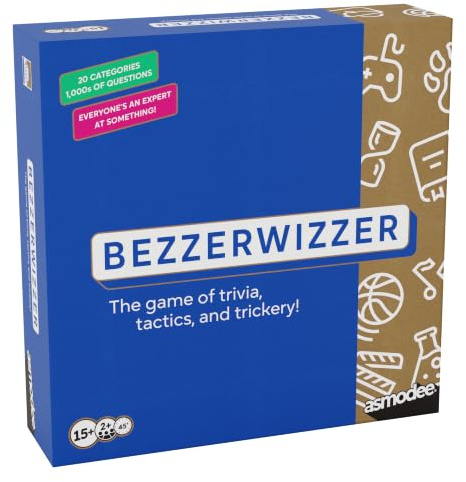 Asmodee, BEZZERWIZZER (Auflage 2025), Quiz- und Partyspiel, Deutsch | Taktik & Wissen testen mit 2.940 Fragen in 20 Kategorien für 2+ Spieler, 45 Minuten, Brettspiel ab 15 Jahren