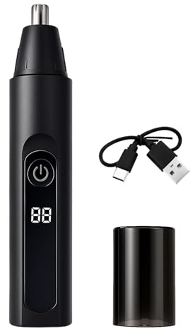 Rechargeable Nose Hair Trimmer for Men and Women, Painless USB Ear and Nose Hair Trimmer Clipper, Facial Hair Removal Dual Edge Blades IPX7 Waterproof with LED Light for Man Woman Easy to Cleaning