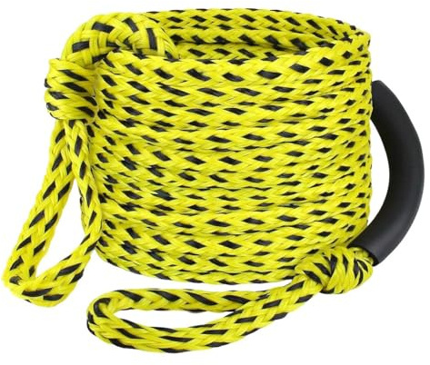 BlissfulAbode Corde de remorquage de bateau 3K de 18,3 m avec 16 brins en polyéthylène tressé pour 1 à 3 cyclistes, wakeboard, kneeboard et ski nautique