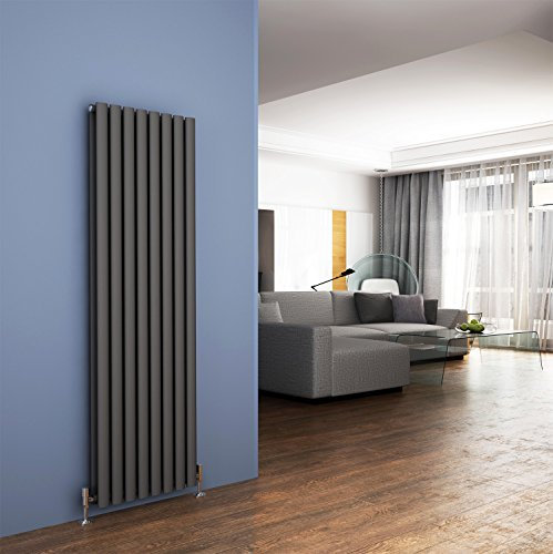 ELEGANT Designer Radiator Double Column 1600 x 480mm White Oval Panel Radiator Modern Vertical Rad for Living Room Kitchen