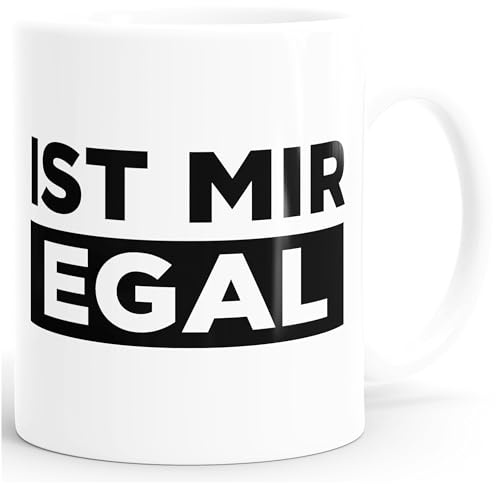 MoonWorks Kaffee-Tasse mit Spruch Ist mir Egal einfarbig Weiss unisize